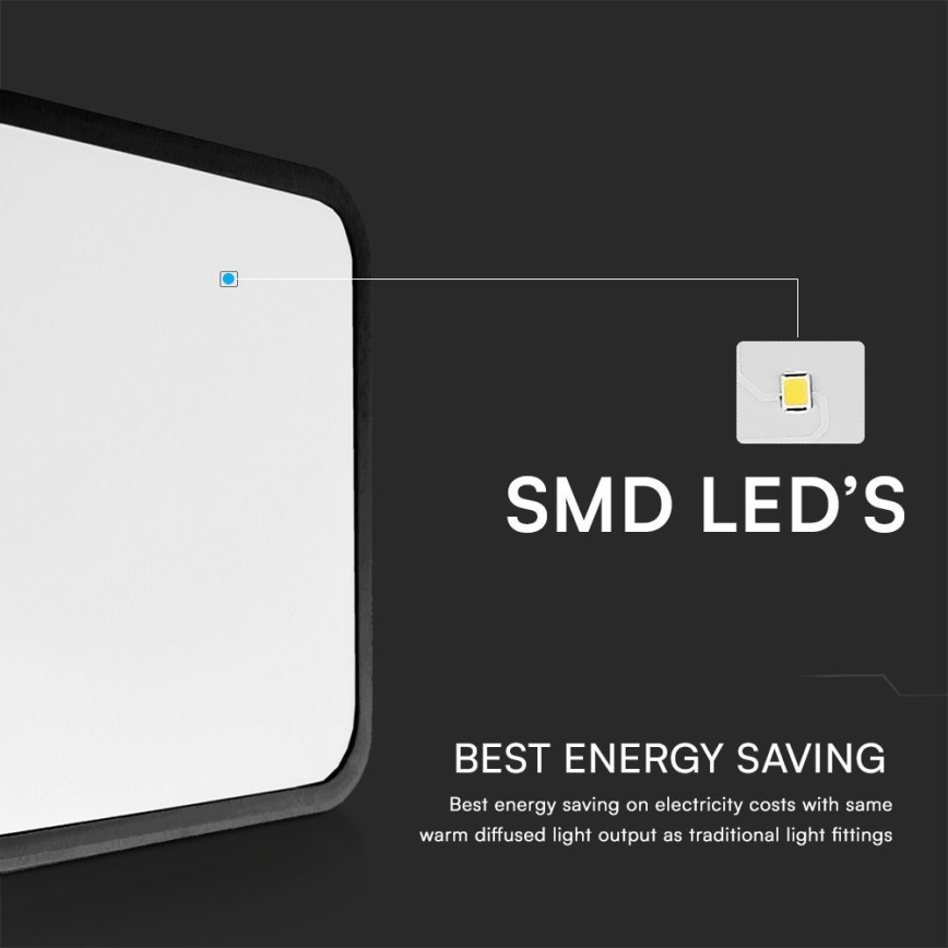 LED lubinis vonios šviestuvas su jutikliu SAMSUNG CHIP LED/18W/230V IP44 4000K 29x29 cm juoda + nuotolinio valdymo pultas