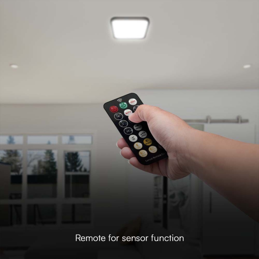 LED lubinis vonios šviestuvas su jutikliu SAMSUNG CHIP LED/18W/230V IP44 4000K 29x29 cm juoda + nuotolinio valdymo pultas