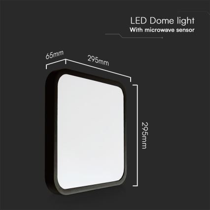 LED lubinis vonios šviestuvas su jutikliu SAMSUNG CHIP LED/18W/230V IP44 4000K 29x29 cm juoda + nuotolinio valdymo pultas