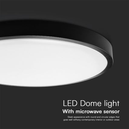 LED lubinis vonios šviestuvas su jutikliu SAMSUNG CHIP LED/18W/230V IP44 4000K diametras 29 cm juoda + nuotolinio valdymo pultas