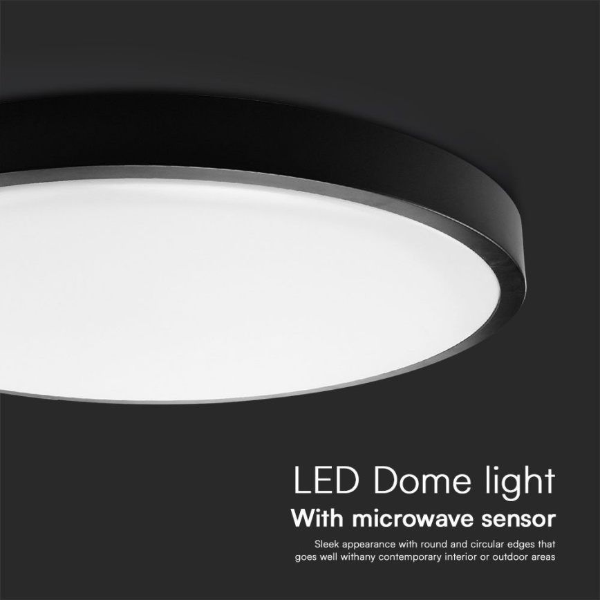 LED lubinis vonios šviestuvas su jutikliu SAMSUNG CHIP LED/18W/230V IP44 4000K diametras 29 cm juoda + nuotolinio valdymo pultas