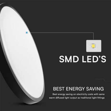 LED lubinis vonios šviestuvas su jutikliu SAMSUNG CHIP LED/18W/230V IP44 4000K diametras 29 cm juoda + nuotolinio valdymo pultas