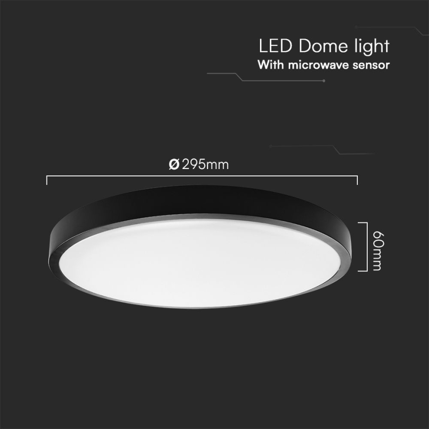 LED lubinis vonios šviestuvas su jutikliu SAMSUNG CHIP LED/18W/230V IP44 4000K diametras 29 cm juoda + nuotolinio valdymo pultas