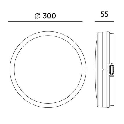 LED lubinis vonios šviestuvas su jutikliu LED/24W/230V 3000/4000/6500K IP65 diametras 30 cm juoda + nuotolinio valdymo pultas