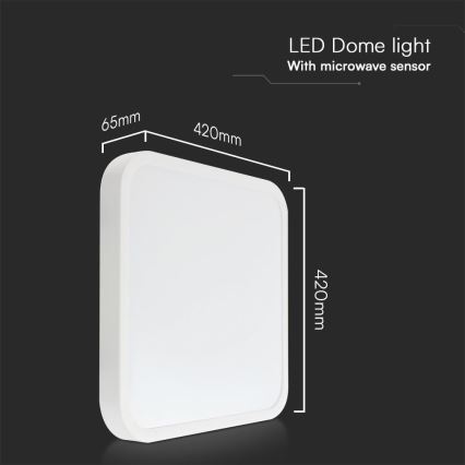 LED lubinis vonios šviestuvas su jutikliu SAMSUNG CHIP LED/36W/230V IP44 4000K 42x42 cm balta + nuotolinio valdymo pultas