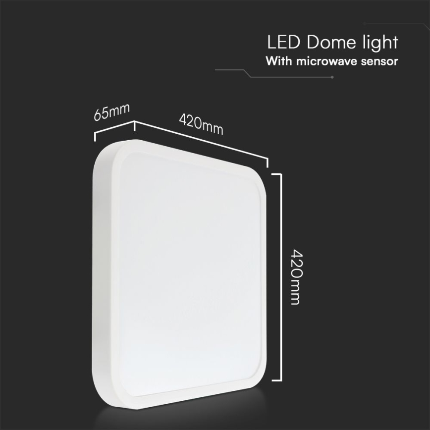 LED lubinis vonios šviestuvas su jutikliu SAMSUNG CHIP LED/36W/230V IP44 4000K 42x42 cm balta + nuotolinio valdymo pultas