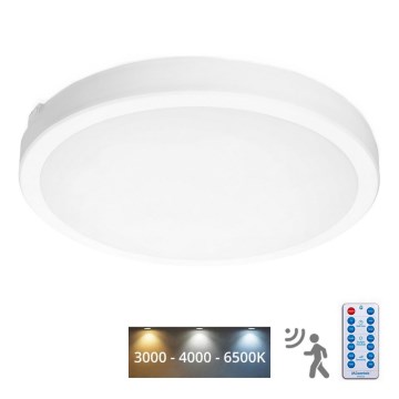 LED lubinis vonios šviestuvas su jutikliu NAIROS LED/36W/230V IP65 3000/4000/6500K diametras 40 cm balta + nuotolinio valdymo pultas