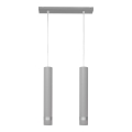 LED Lubų šviestuvas ant laido TUBA 2xGU10/4,8W/230V pilka/blizgus chromas