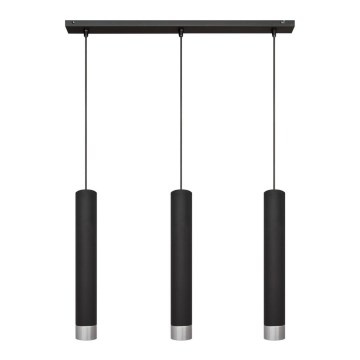 LED Lubų šviestuvas ant laido TUBA 3xGU10/4,8W/230V juodas/blizgus chromas