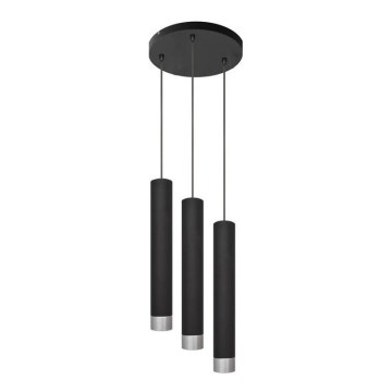 LED Lubų šviestuvas ant laido TUBA 3xGU10/4,8W/230V juodas/blizgus chromas