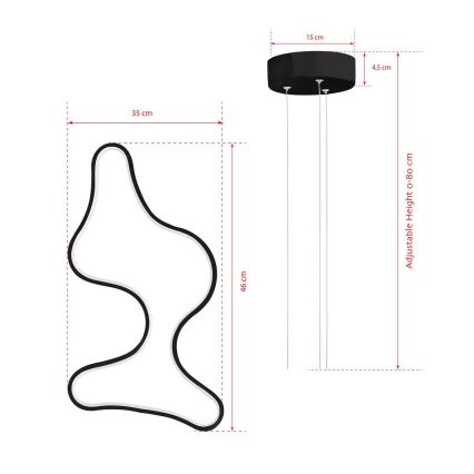 LED Lubų šviestuvas ARTISAN LED/36W/230V 4000K Juodas