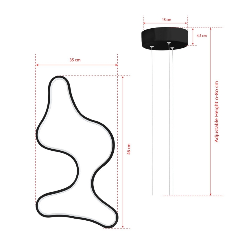 LED Lubų šviestuvas ARTISAN LED/36W/230V 4000K Juodas