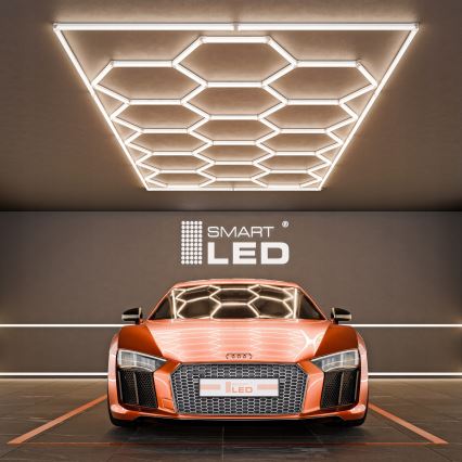 LED lubinis šviestuvas HEXAGON LED/696W/85-265V 4000K 484x243 cm CRI 90 IP54 balta