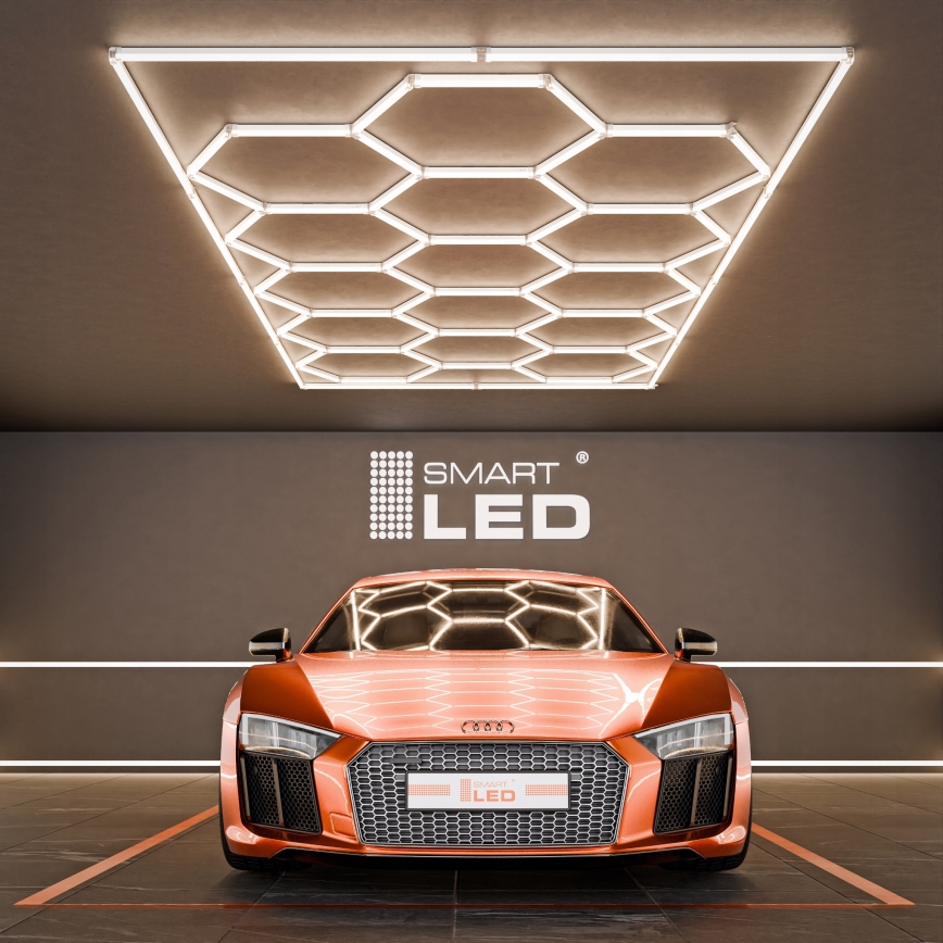 LED lubinis šviestuvas HEXAGON LED/696W/85-265V 4000K 484x243 cm CRI 90 IP54 balta