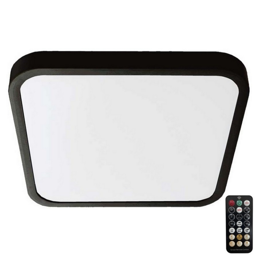 LED Lubų vonios kambario šviestuvas su jutikliu SAMSUNG CHIP LED/36W/230V IP44 4000K 42x42 cm juodas + nuotolinis valdymas