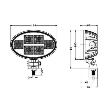 LED Mašinos prožektorius BLACK LED/150W/10-30V IP69 5700K ovalas