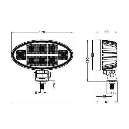LED Mašinos prožektorius BLACK LED/160W/10-30V IP69 5700K ovalas