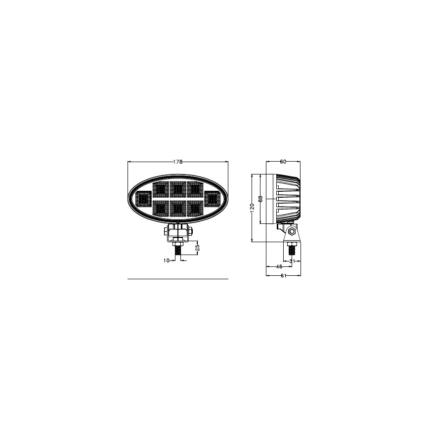 LED Mašinos prožektorius BLACK LED/160W/10-30V IP69 5700K ovalas