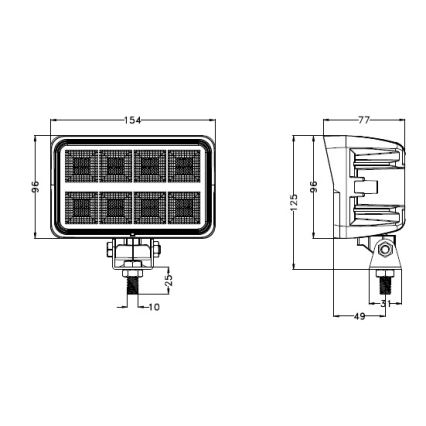LED Mašinos prožektorius BLACK LED/160W/10-30V IP69 5700K stačiakampis