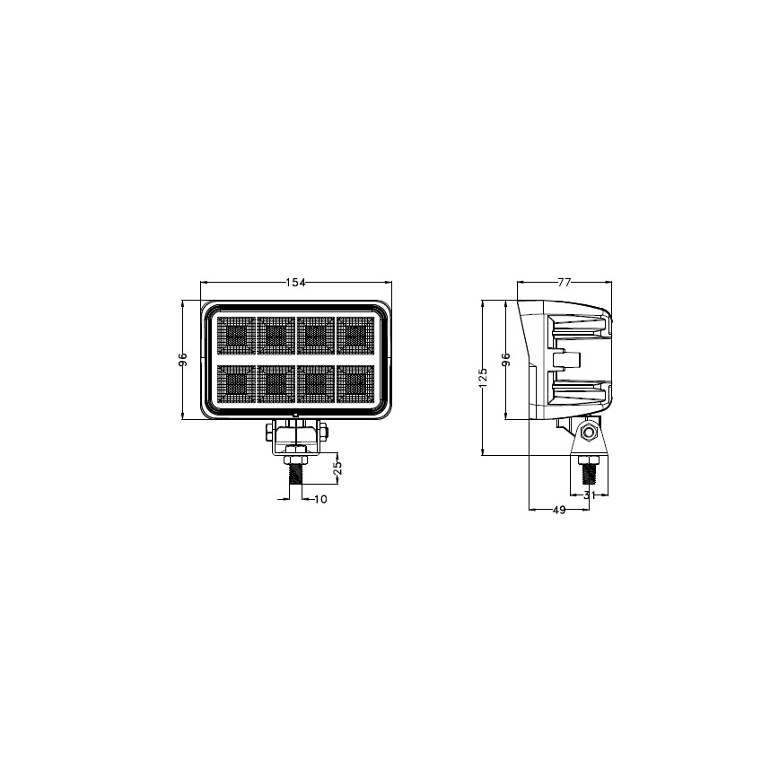 LED Mašinos prožektorius BLACK LED/160W/10-30V IP69 5700K stačiakampis