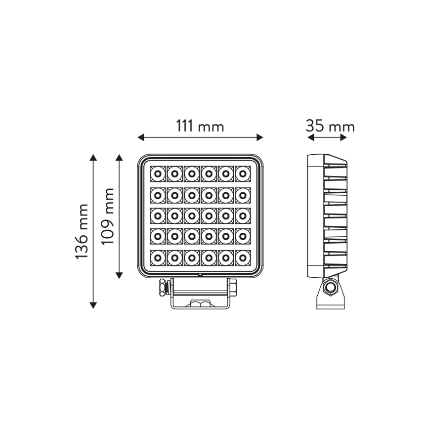 LED Mašinos prožektorius BLACK LED/30W/10-30V IP69 5700K kampinis