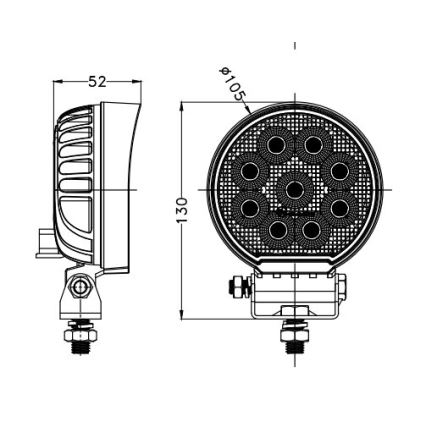 LED Mašinos prožektorius BLACK LED/36W/10-30V IP69 5700K apvalus