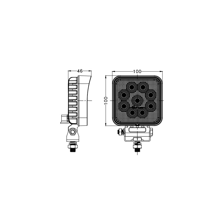 LED Mašinos prožektorius BLACK LED/36W/10-30V IP69 5700K kampinis