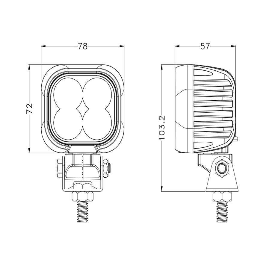 LED Mašinos prožektorius BLACK LED/40W/10-30V IP69 5700K kampinis