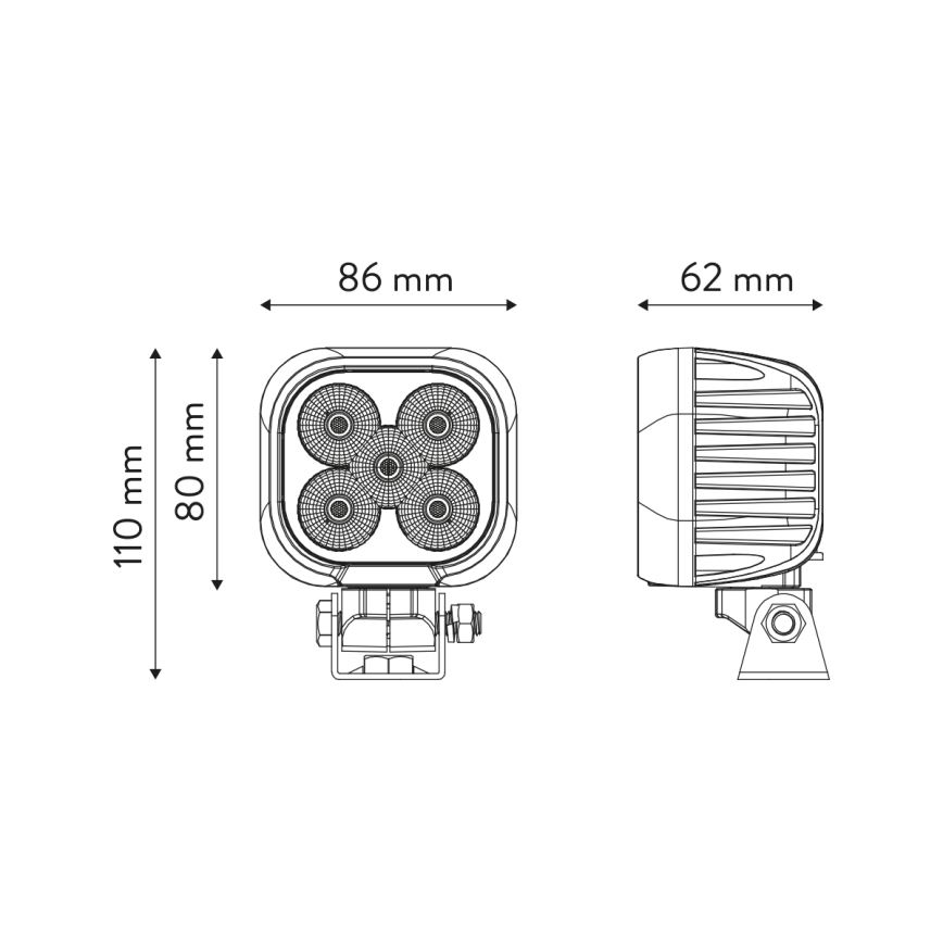 LED Mašinos prožektorius BLACK LED/50W/10-30V IP69 5700K kampinis