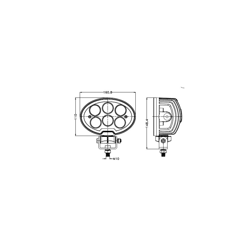 LED Mašinos prožektorius BLACK LED/60W/10-30V IP69 5700K ovalas