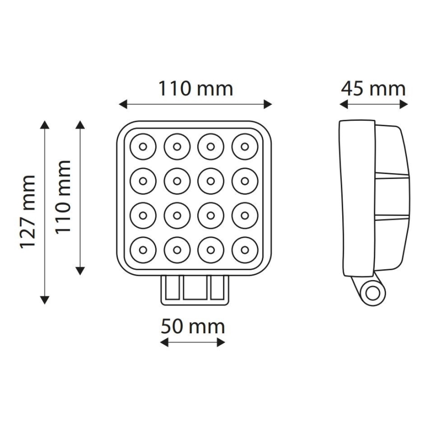 LED Mašinos prožektorius EPISTAR 16xLED/48W/10-30V IP67 6,000K