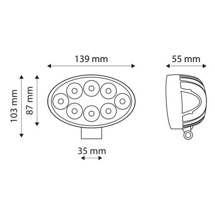 LED Mašinos prožektorius EPISTAR 8xLED/24W/10-30V IP67 6,000K