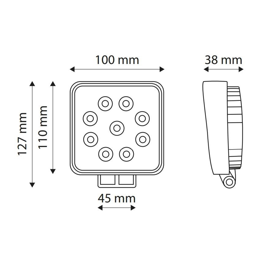 LED Mašinos prožektorius EPISTAR 9xLED/27W/10-30V IP67 6,000K