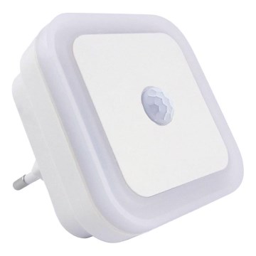 LED naktinė lempa su judesio ir sutemų jutikliu LED/0,5W/230V balta