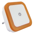 LED naktinė lempa su sutemų jutikliu LED/0,5W/230V oranžinė