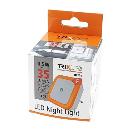 LED naktinė lempa su sutemų jutikliu LED/0,5W/230V oranžinė