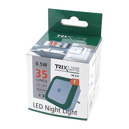 LED naktinė lempa su sutemų jutikliu LED/0,5W/230V žalia