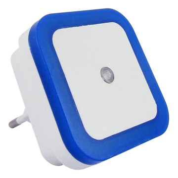 LED naktinis šviestuvas su sutemų jutikliu LED/0,5W/230V mėlynas