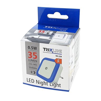 LED naktinis šviestuvas su sutemų jutikliu LED/0,5W/230V mėlynas