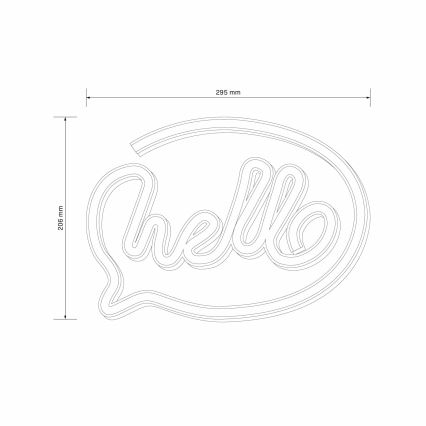 LED neono sieninė dekoracija HELLO LED/3W/3xAA USB rožinė