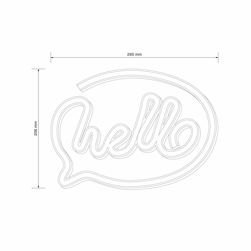 LED neono sieninė dekoracija HELLO LED/3W/3xAA USB rožinė