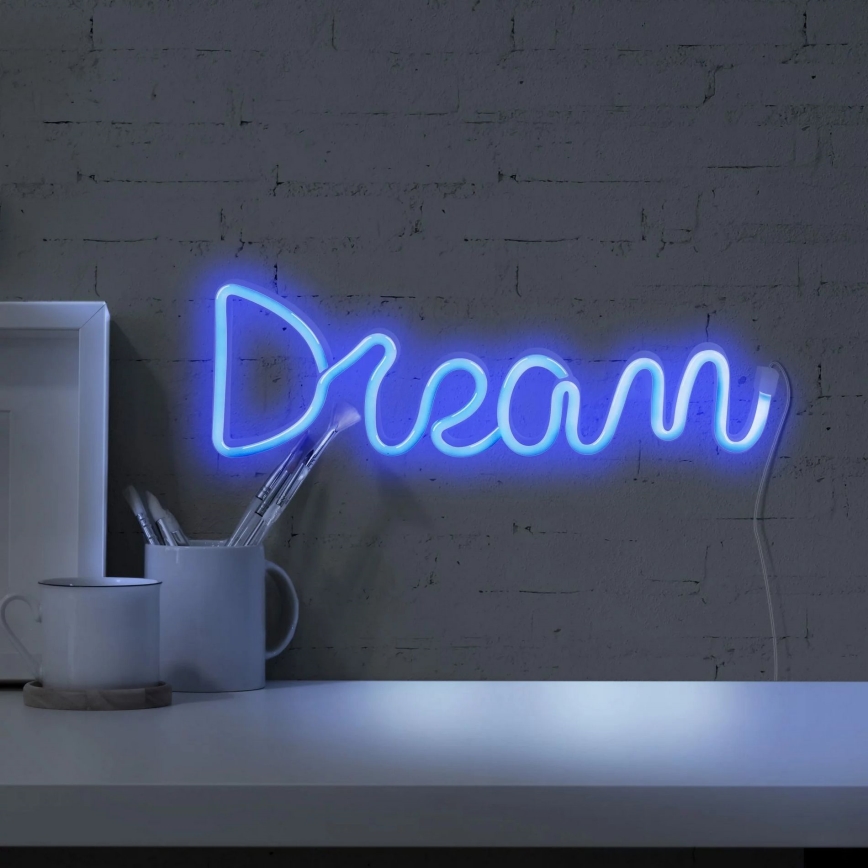 LED Neoninė sienų apdaila DREAM LED/3W/3xAA USB mėlyna