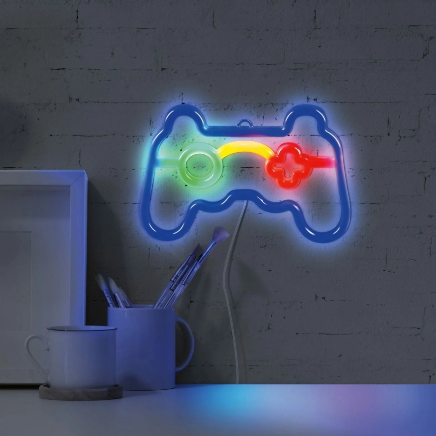 LED Neoninė sienų apdaila GAME LED/3W/3xAA USB mėlyna