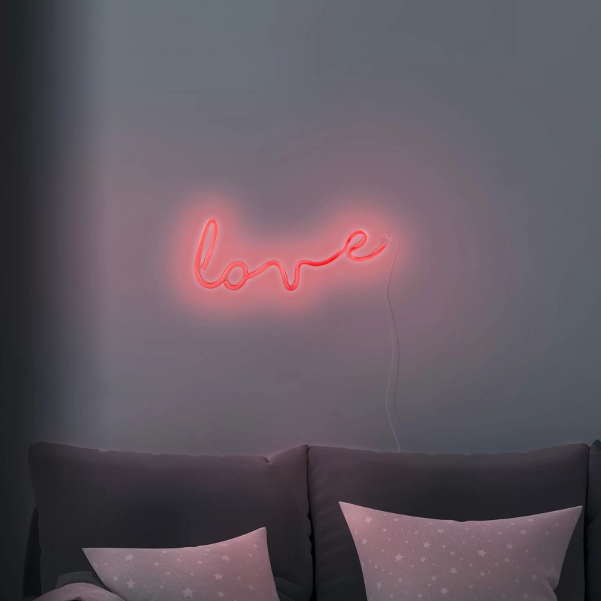 LED Neoninė sienų apdaila LOVE LED/3W/3xAA USB raudona