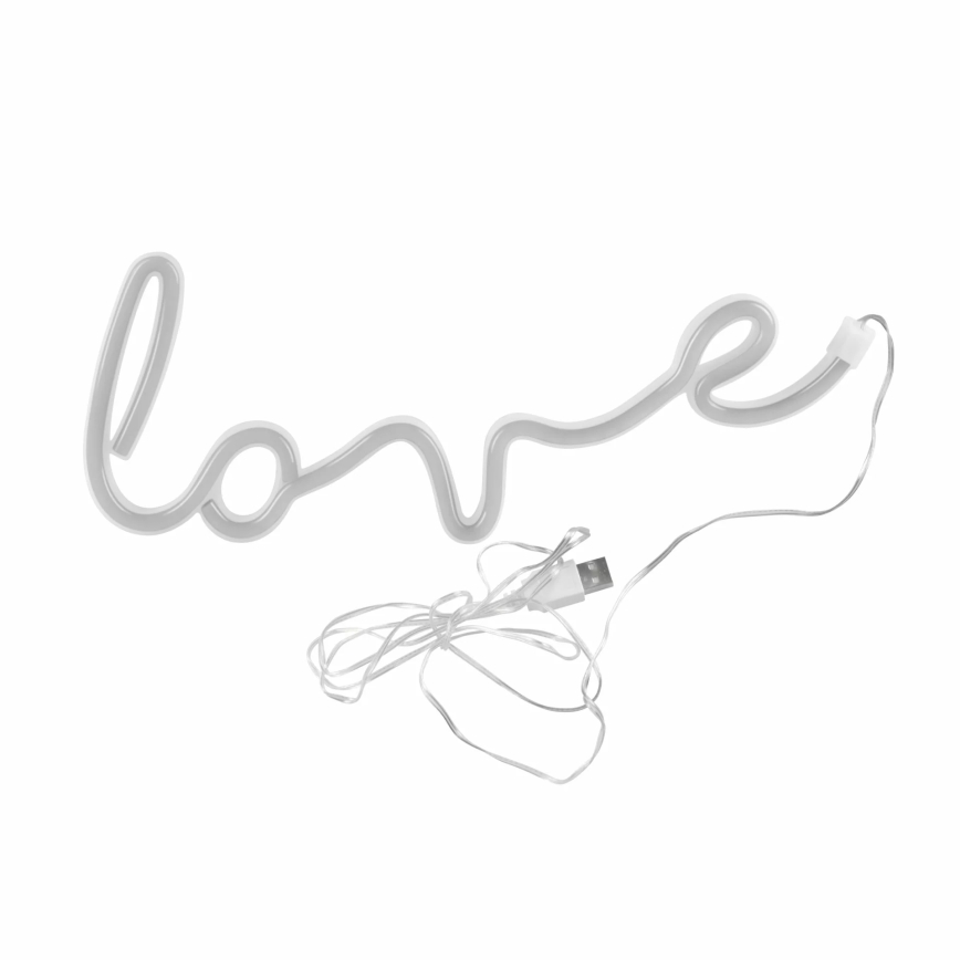LED Neoninė sienų apdaila LOVE LED/3W/3xAA USB raudona