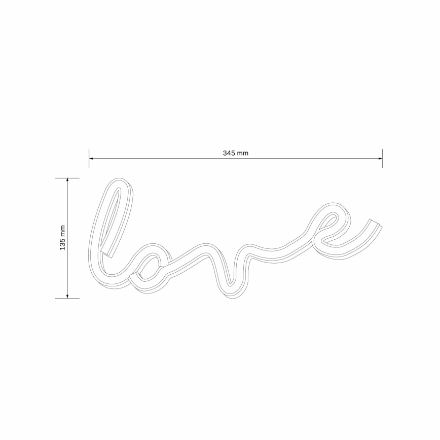 LED Neoninė sienų apdaila LOVE LED/3W/3xAA USB raudona