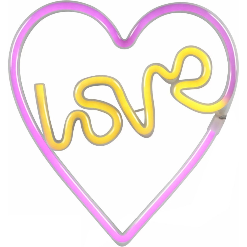 LED Neoninė sienų apdaila LOVE LED/3W/3xAA USB rausva