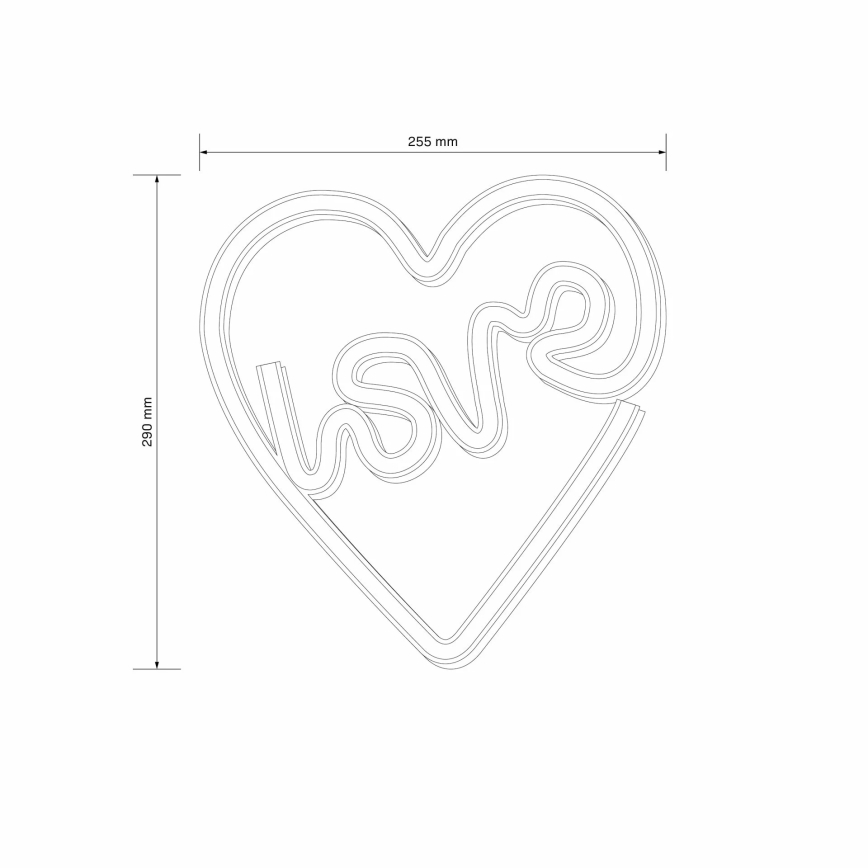 LED Neoninė sienų apdaila LOVE LED/3W/3xAA USB rausva