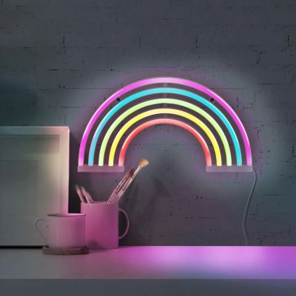 LED Neoninė sienų apdaila RAINBOW LED/3W/3xAA USB daugiaspalvis