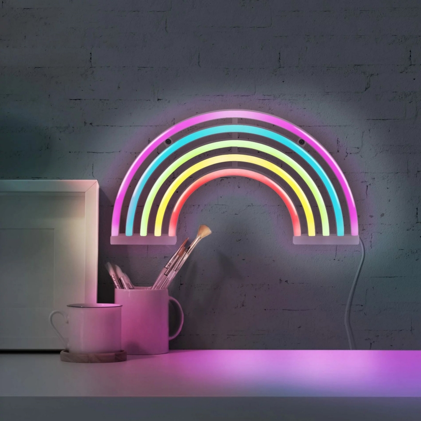 LED Neoninė sienų apdaila RAINBOW LED/3W/3xAA USB daugiaspalvis
